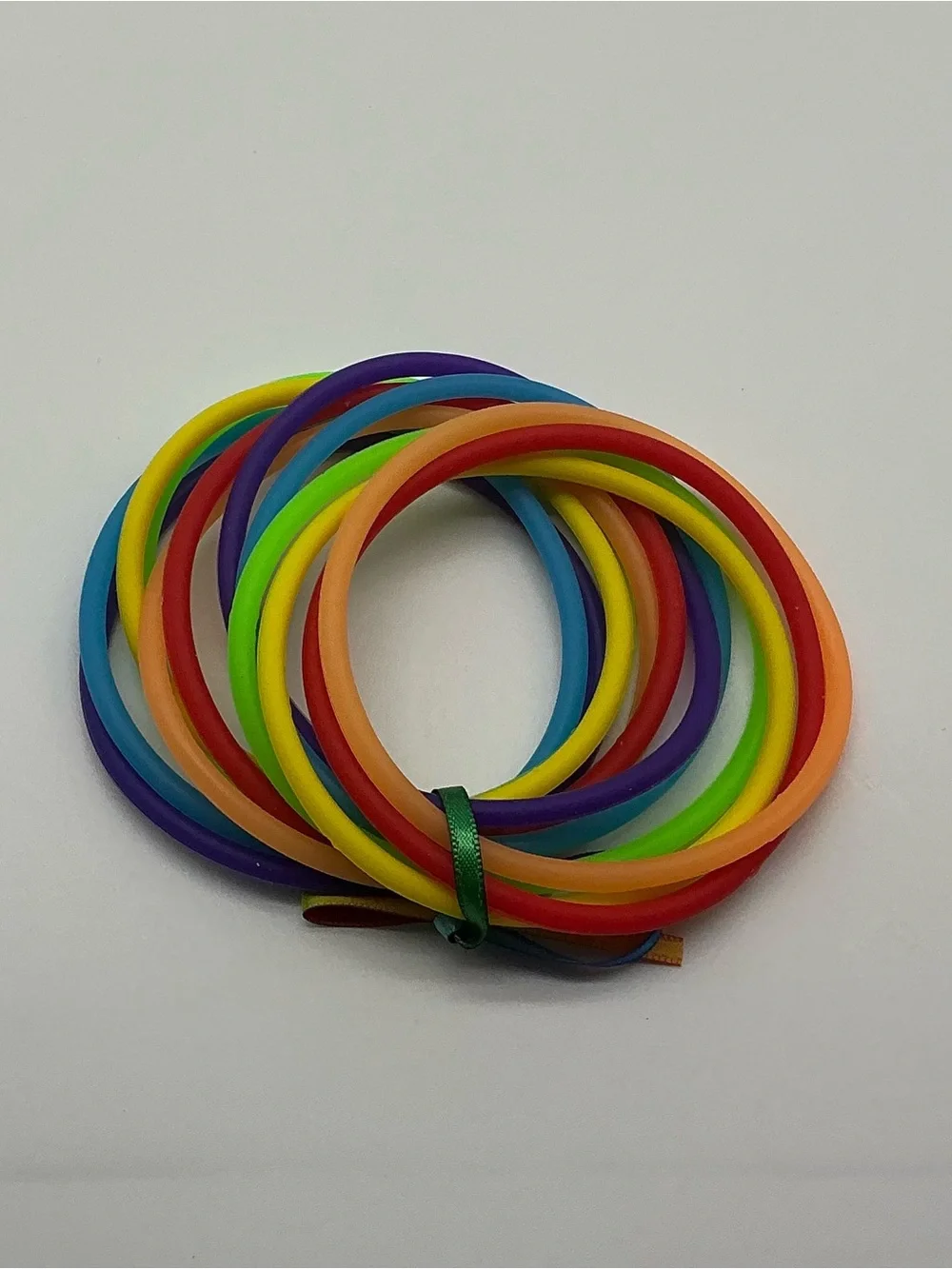 Dark Green and Rainbow 80s Barrettes & 12 Rainbow Colored Jelly Bracelets